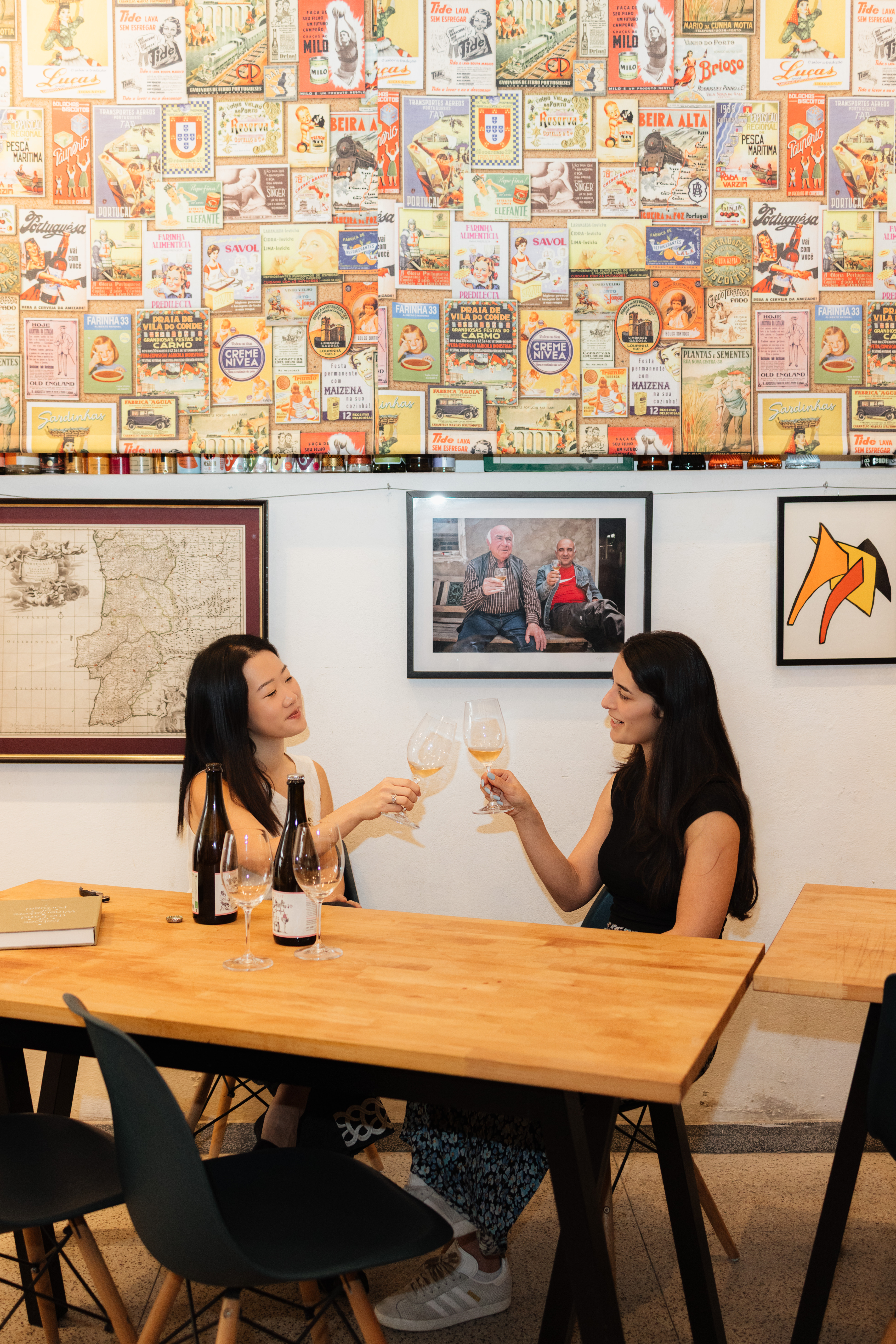 Christine reading about wine